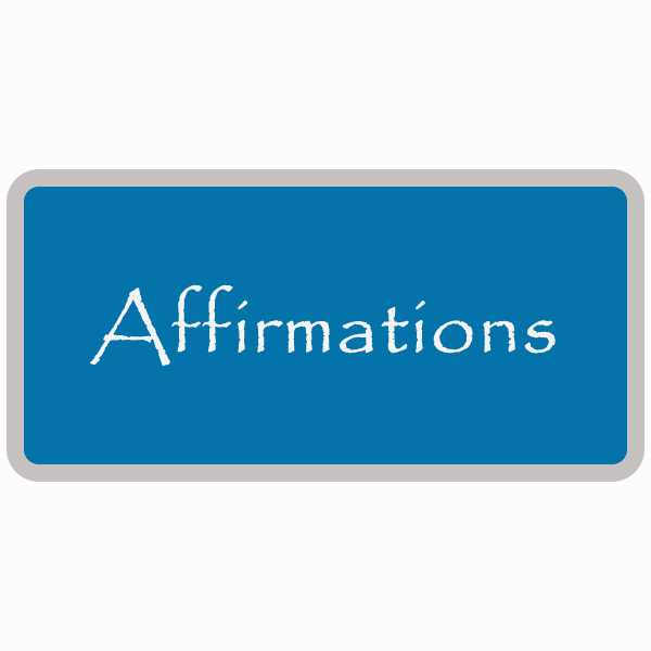 Rectangular blue button that says "Affirmations"