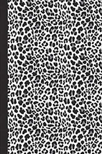journal notebook with black and white animal print cover, leopard print design.