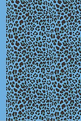 journal notebook with blue and black animal print cover, leopard print.