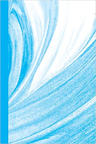 journal with blue and white abstract design on the cover