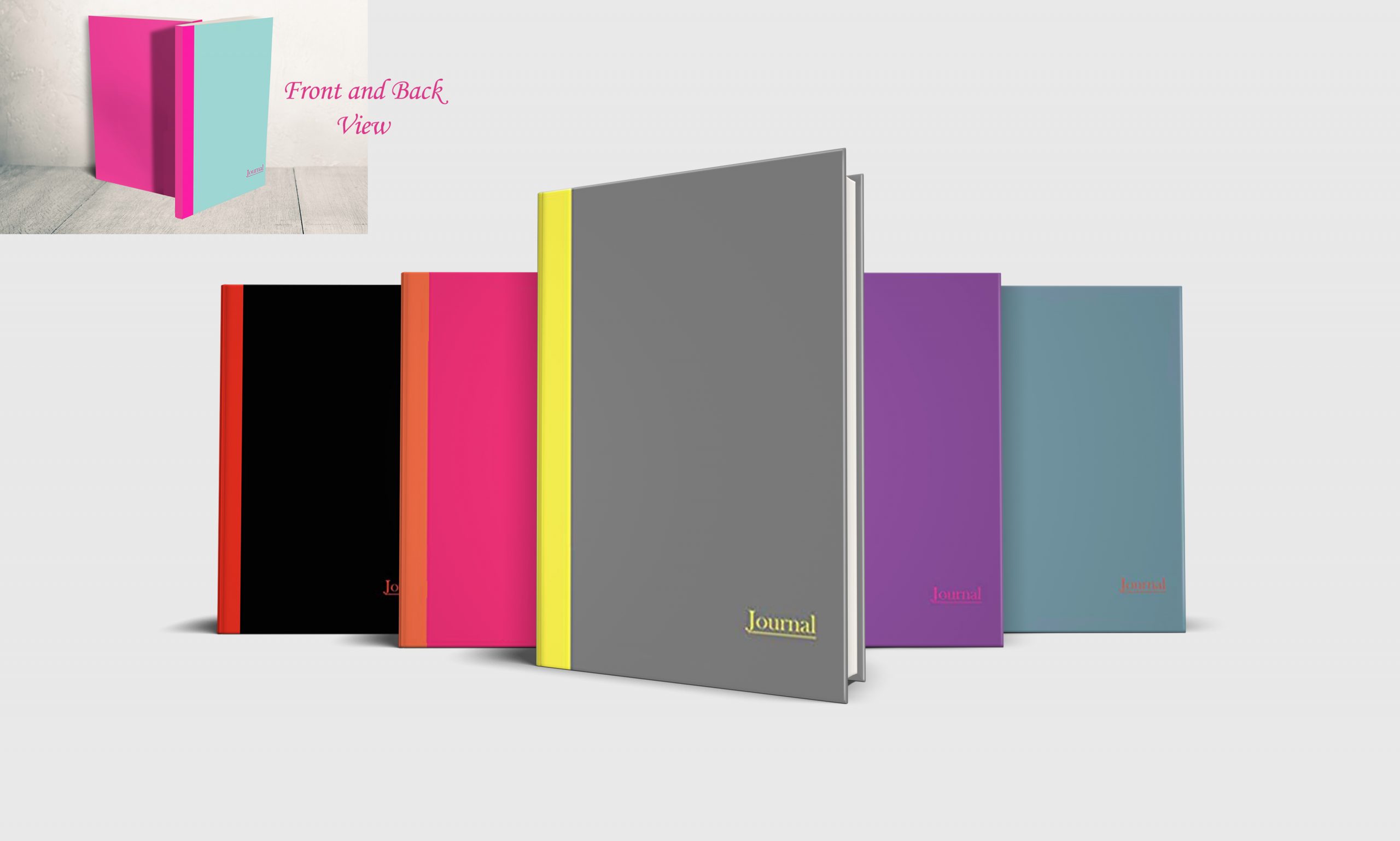 Display of five Color Duo journals in a variety of colors.