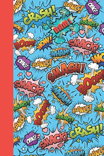 comic speech bubbles journal in blue and red