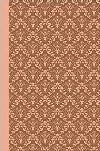 Journal notebook with peach and tan damask pattern.