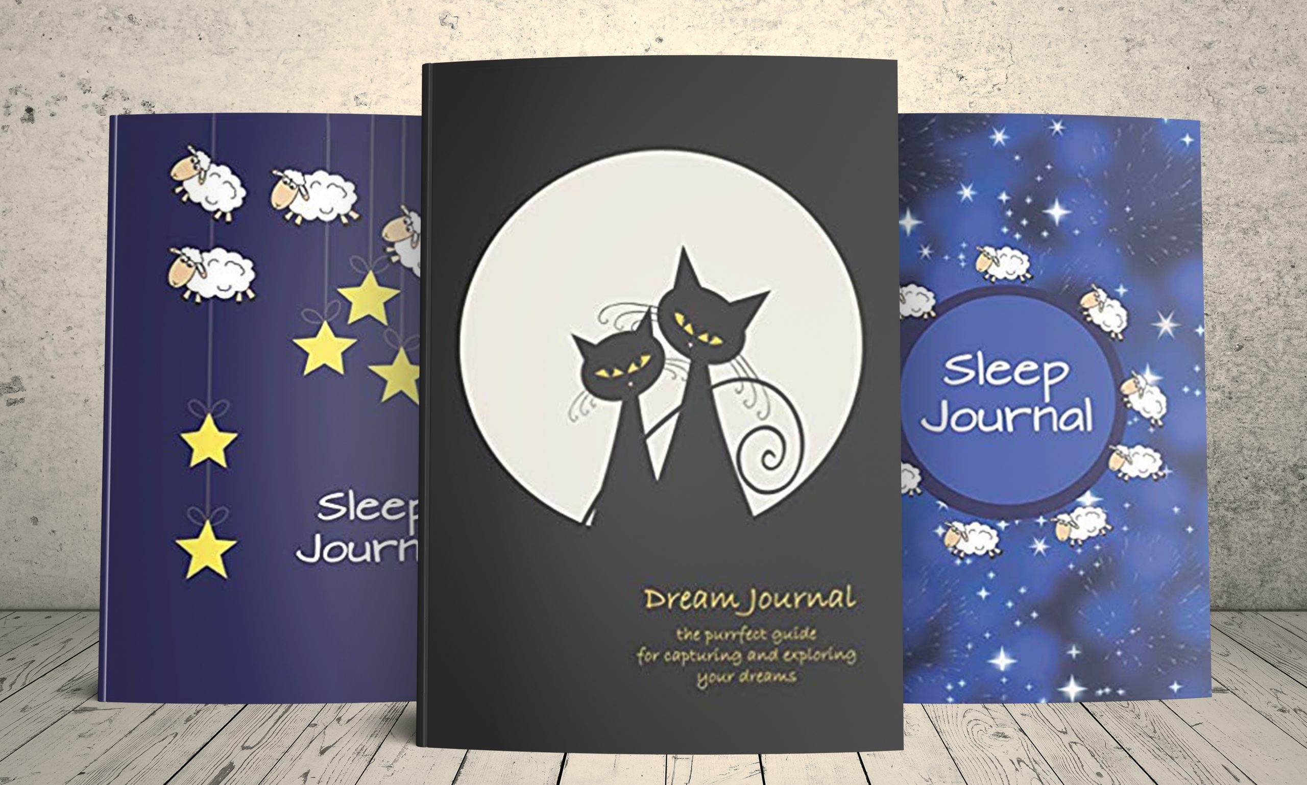 Two sleep journals and one dream journal from Premise Content.