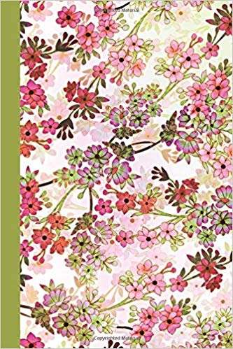 Green and pink journal notebook with floral design.