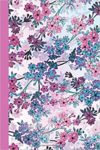 Pink, purple and blue journal notebook with floral design.
