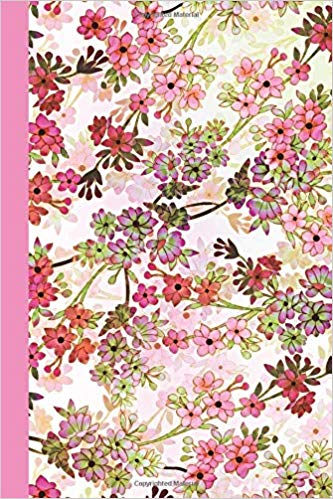 Pink and green journal notebook with floral design.