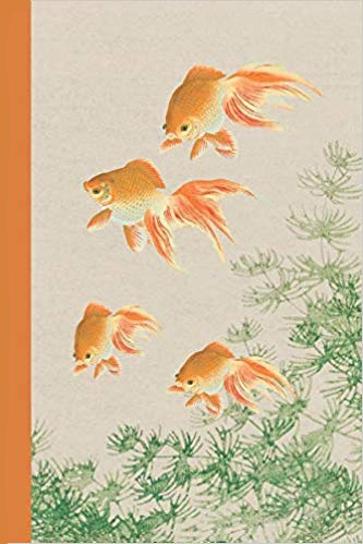 Journal cover - golden koi fish swimming with green plants.