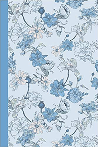 Beautiful writing journal with blue and white flowers on a light blue background.