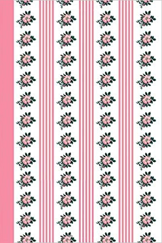 Pink and white journal cover with pink stripes and pink flowers in a vintage wallpaper pattern.