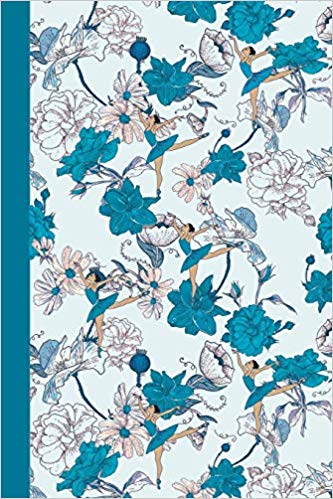 Journal with ballerinas in blue and teal blue flowers.