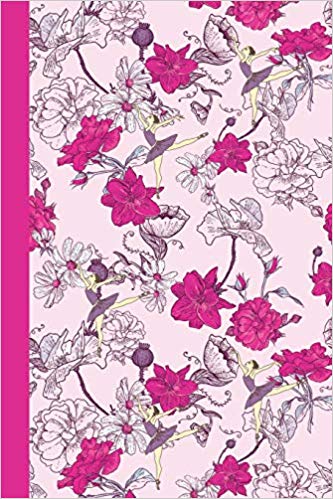 Journal with ballerinas in purple and pink flowers.