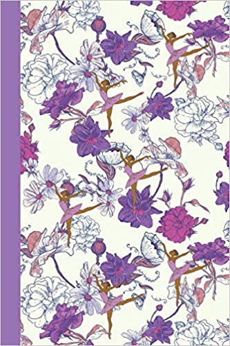 Journal with ballerinas in purple and pink and purple flowers.