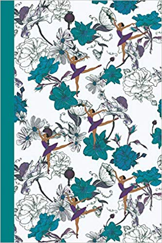 Journal with ballerinas in purple and teal blue flowers.