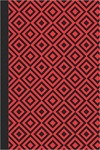 Red and black journal with geometric design.