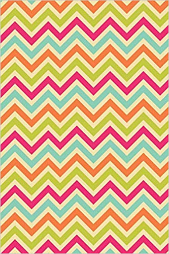 Journal notebook with a colorful zigzag design on the cover in a vintage style.