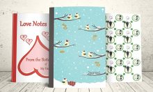 Three journals for the holidays: Christmas Birds, St Patrick's Day Cats in Circles, and Love Notes.