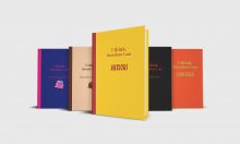 I Think Therefore I Am journals by Premise Content in several different colors: blue and pink, tan and brown, yellow and red, red and black, orange and green.
