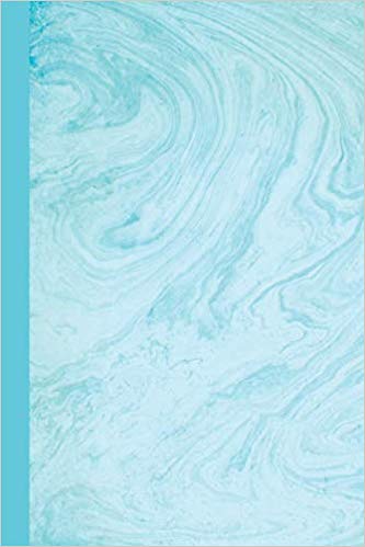 Journal notebook with light aqua blue marble pattern.