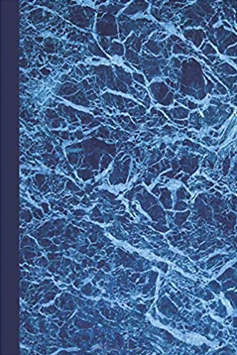 Journal notebook with dark blue marble pattern.