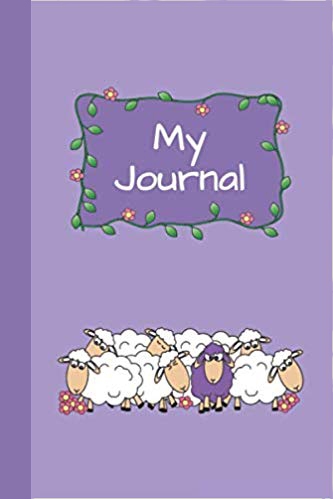 Funny purple journal cover showing a purple sheep among a bunch of white sheep. White text that says My Journal.