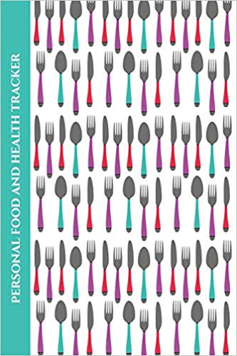Personal Food and Health Tracker with cutlery design, knives, forks and spoons (in White and Green)