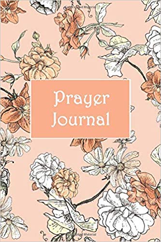Prayer Journal with flowers on an orange background and Prayer Journal in white text.
