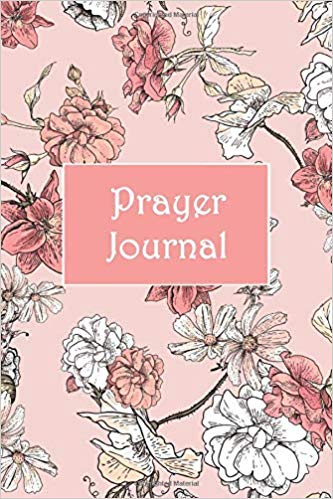 Prayer Journal with flowers on a pink background and Prayer Journal in white text.