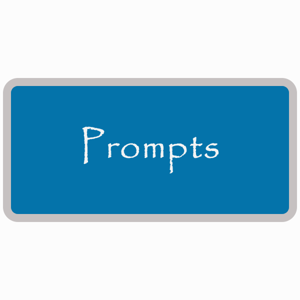 Rectangular blue button that says "Prompts"