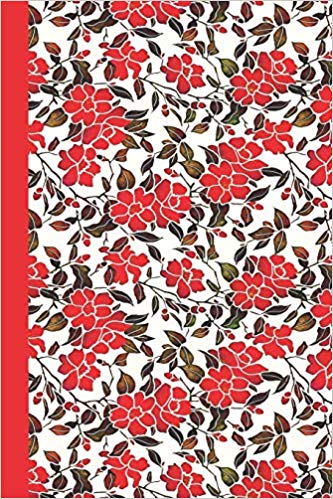 softcover writing journal with red watercolor flowers on the cover - red and black design
