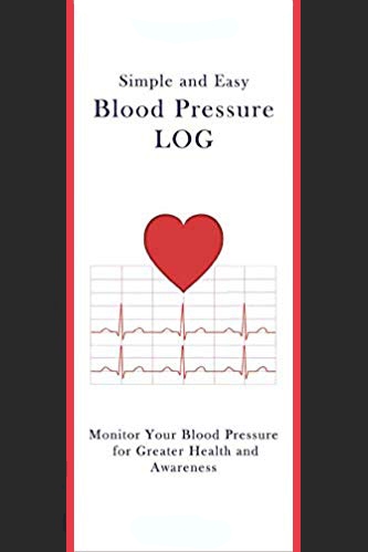 Simple and Easy Blood Pressure Log with heart and EKG tape on the cover.