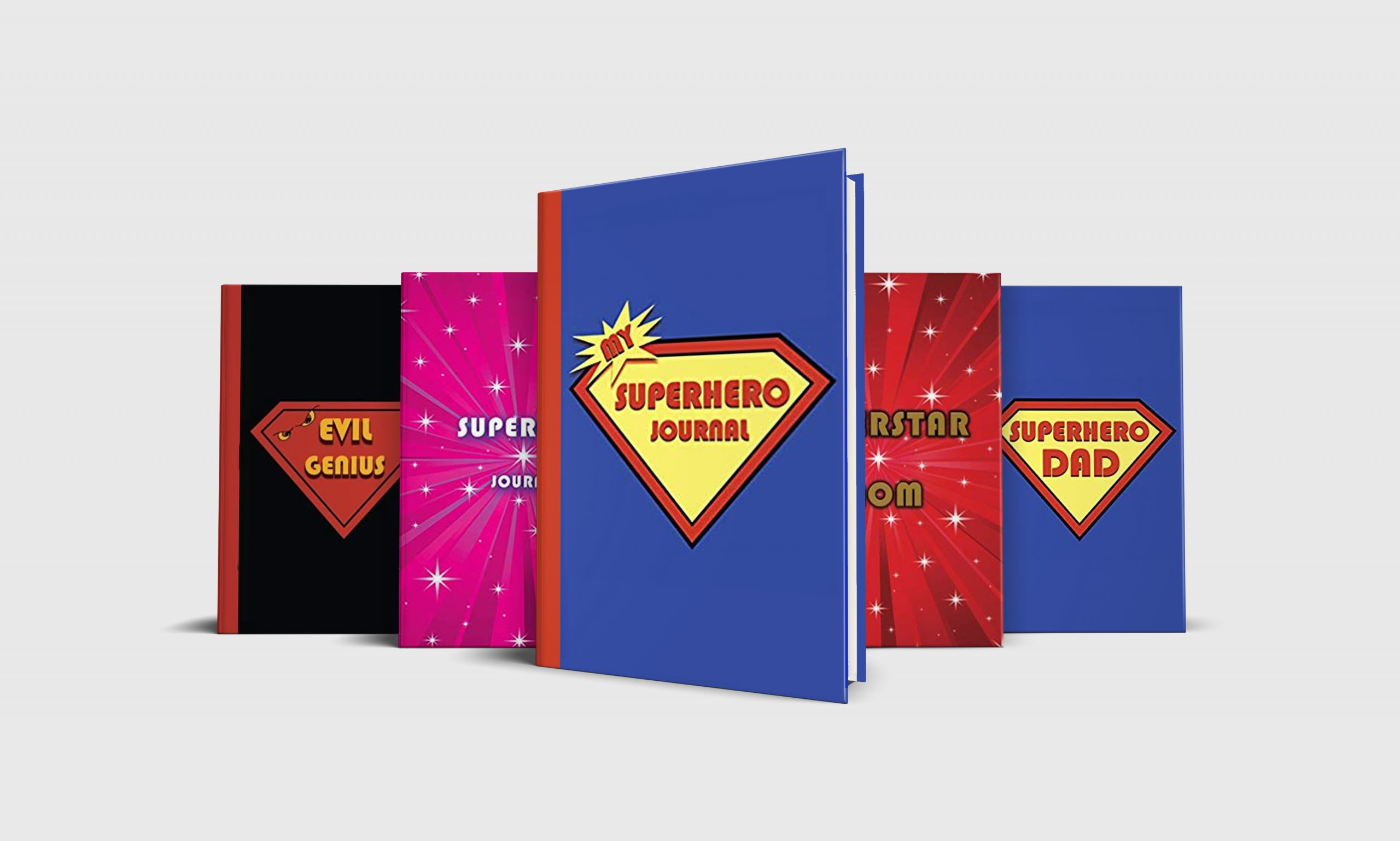 Five journals from the Superstar and Superhero series by Premise Content.