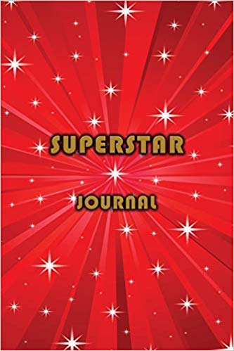 Red journal with white stars and gold lettering that says SUPERSTAR JOURNAL.