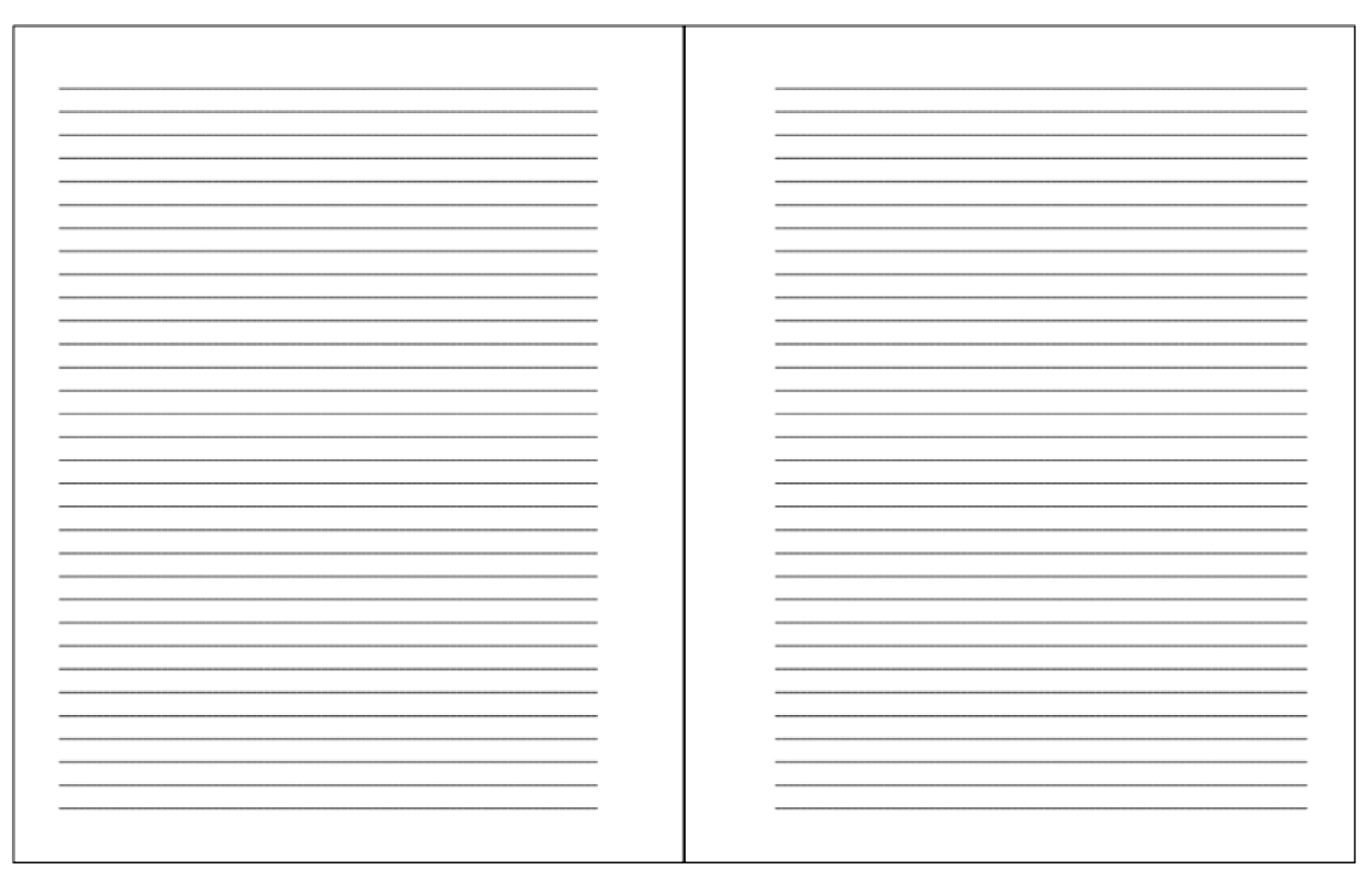 Two blank lined pages showing the interior of the Premise Content lined journals.